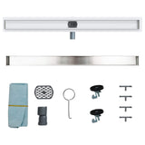 Shower Drain 2-in-1 with 360&deg Siphon Silver 100 cm 42015966
