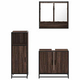 3 Piece Bathroom Furniture Set Brown Oak Engineered Wood 3300979