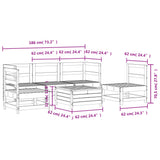 6 Piece Garden Sofa Set White Solid Wood Pine 3250713