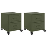 Bedside Cabinets 2 pcs Olive Green 36x39x43.5 cm Steel 846635