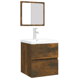 Bathroom Sink Cabinet with Basin and Mirror Smoked Oak 3114176