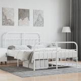 Bed Frame White Powder-Coated Steel 140 x 200 cm Bed Frame 352646
