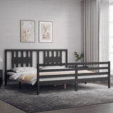 Bed Frame without Mattress Grey 200x200 cm Solid Wood 3194593