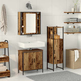 Bathroom Furniture Set with Shelf 3 pcs Brown Engineered wood 3332559