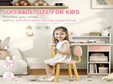 2 Pieces Children Study Table with Hutch, Kids Desk and Chair Set with Storage, Drawer, Shelves, T3398P379031