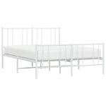 Metal Bed Frame without Mattress with Footboard White 140x190cm 352547