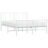 Metal Bed Frame without Mattress with Footboard White 140x190cm 352547