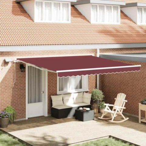 Manual Retractable Awning with LED Burgundy 400x300 cm 3214974