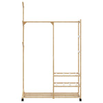 ZNTS Clothes Rack with Shelves and Wheels 100x38x175.5 cm Bamboo 4008919