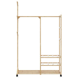 ZNTS Clothes Rack with Shelves and Wheels 100x38x175.5 cm Bamboo 4008919