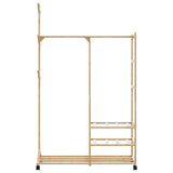 Clothes Rack with Shelves and Wheels 100x38x175.5 cm Bamboo 4008919