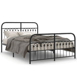 Metal Bed Frame without Mattress with Footboard Black 140x200cm 376619