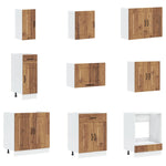ZNTS Kitchen Cabinet ""Kalmar"" with Double Basins Old Wood Engineered wood 3315009