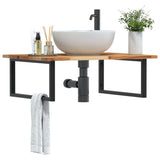 Basin Shelf Wall Mounted Steel and Solid Wood Acacia 3302921