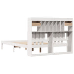 ZNTS Bookcase Bed without Mattress White 150x200 cm King Solid Wood Pine 3322344