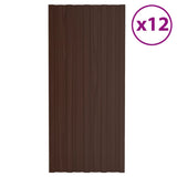 Roof Panels 12 pcs Galvanised Steel Brown 100x45 cm 317217