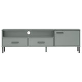 TV Cabinet with Metal Legs Grey Solid Wood Pine OSLO 351028