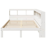 Bookcase Bed without Mattress White 135x190 cm Double Solid Wood Pine 3324398