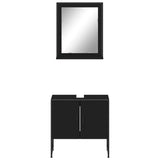 2 Piece Bathroom Cabinet Set Black Engineered Wood 3214334