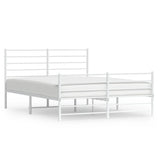 Metal Bed Frame without Mattress with Footboard White 160x200cm 352389