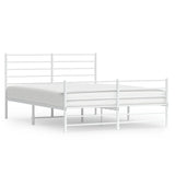 ZNTS Metal Bed Frame without Mattress with Footboard White 160x200cm 352389