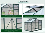 6 x 4ft Polycarbonate Greenhouse, Large Walk-In Green House with Slide Door and Window, Garden T3398P313607