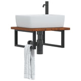 Basin Shelf Wall Mounted Steel and Solid Wood Oak 3302401