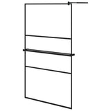 ZNTS Walk-in Shower Wall with Shelf Black 115x195 cm ESG Glass&Aluminium 3185479