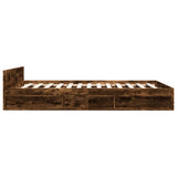 Bed Frame with Drawers without Mattress Smoked Oak 160x200 cm 3280738