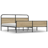 Metal Bed Frame without Mattress Smoked Oak 193x203 cm 3318676