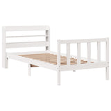 Bed Frame without Mattress White 90x190 cm Single Solid Wood Pine 3306567