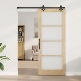 Sliding Door Natural 86 x 211 cm Solid Pine Wood and Glass 3332285