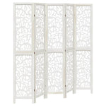 Room Divider 5 Panels White Solid Wood Paulownia 358743