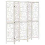 Room Divider 5 Panels White Solid Wood Paulownia 358743