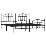 Metal Bed Frame without Mattress with Footboard Black 200x200cm 353464
