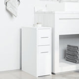 Narrow Bathroom Cupboard with Wheels White Engineered Wood 855277