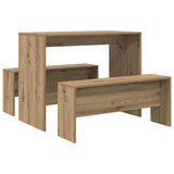 3 Piece Dining Table and Bench set Atisian Oak Engineered Wood 855539