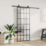 Sliding Door with Hardware Set Black 90x205 cm ESG Glass 3375854