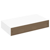 White MDF Floating Wall Display Shelf 1 Drawer Book/DVD Storage 242187