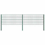 Fence Panel with Posts Iron 349x80 cm Green 278605