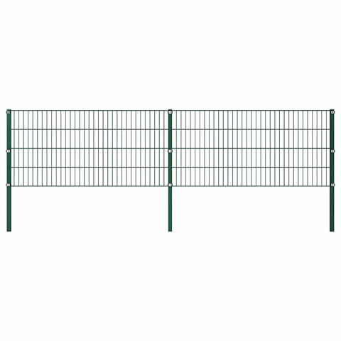 Fence Panel with Posts Iron 349x80 cm Green 278605