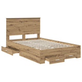 Bed Frame with Drawer Artisan Oak 120 x 200 cm Engineered Wood 3409684