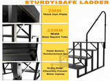 RV Step Stool, 4 Step, Hot Tub Steps with Handrail, Portable Pool, 660Lbs Heavy Duty 30122421