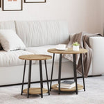 ZNTS Side Table Set of 2 in Artisan Oak with Engineered Wood and Metal 869707