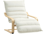 Curved Wooden Accent Chair, with Adjustable Footrest - Cream White T3398P344220