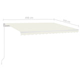 Manual Retractable Awning with LED 450x350 cm Cream 3069002