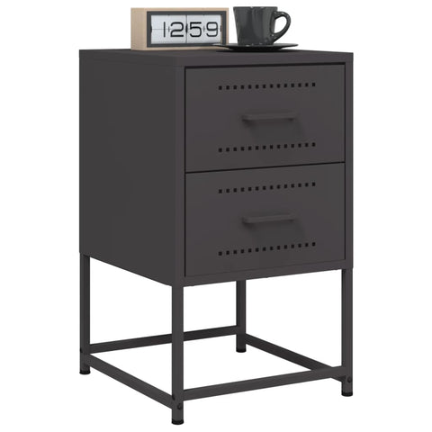 ZNTS Bedside Cabinets 2 pcs Black 36x39x60.5 cm Steel 846459