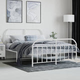 Bed Frame White Powder-Coated Steel Double Bed Frame 353702