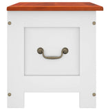Storage Chest with Lid Brown and White Solid Wood Acacia 364918