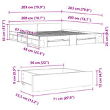 Bed Frame with Drawers without Mattress Smoked Oak 200x200 cm 3280724